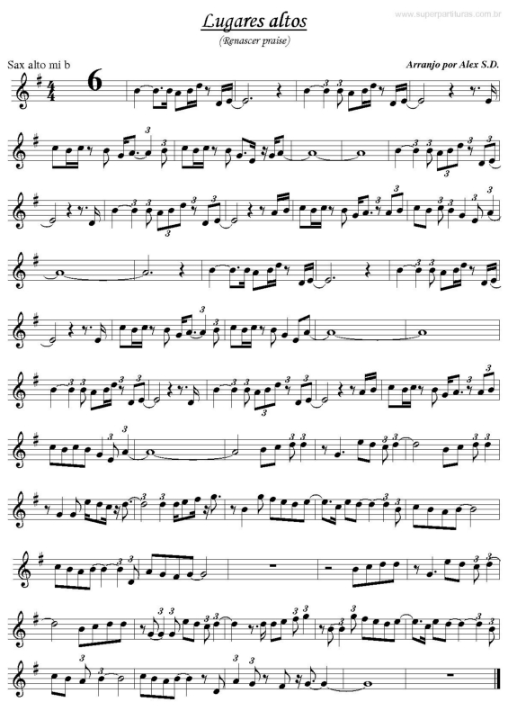 Partitura da música Lugares Altos