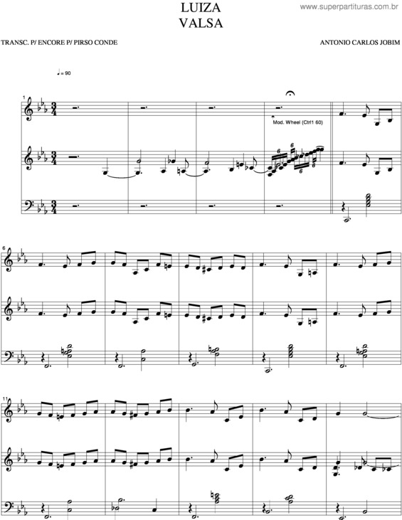 Partitura da música Luiza v.10