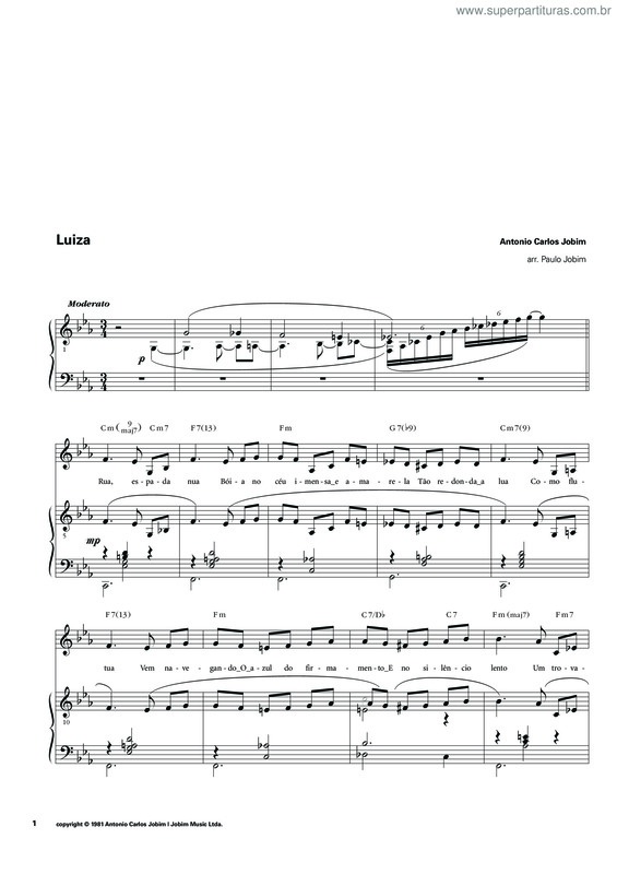 Partitura da música Luiza v.12