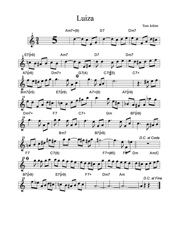 Partitura da música Luiza v.14