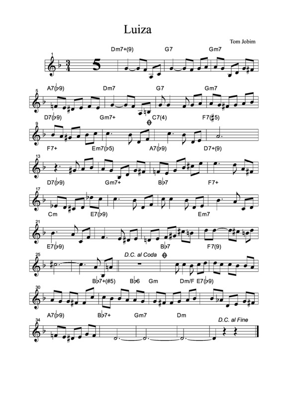 Partitura da música Luiza v.15