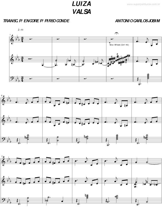 Partitura da música Luiza v.2
