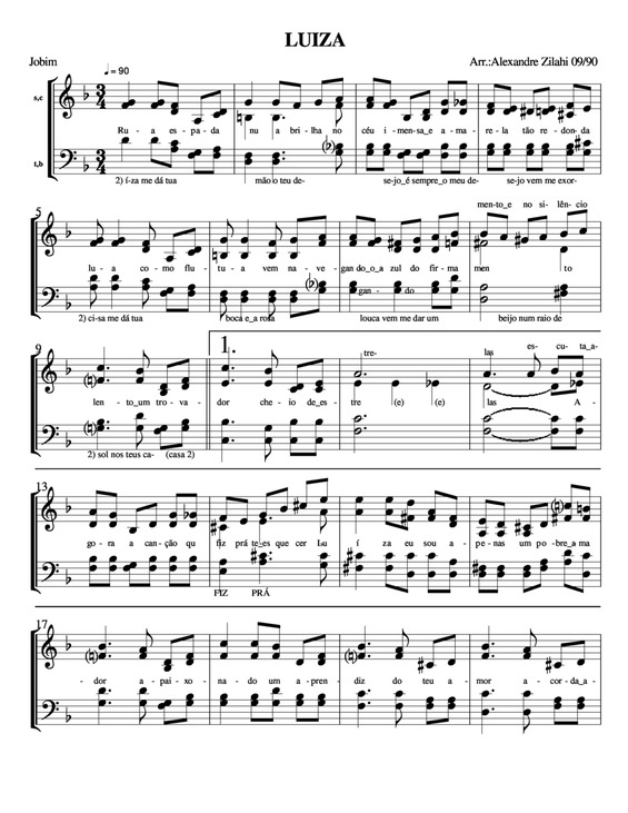 Partitura da música Luiza v.3