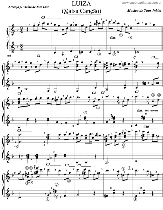 Partitura da música Luiza v.6