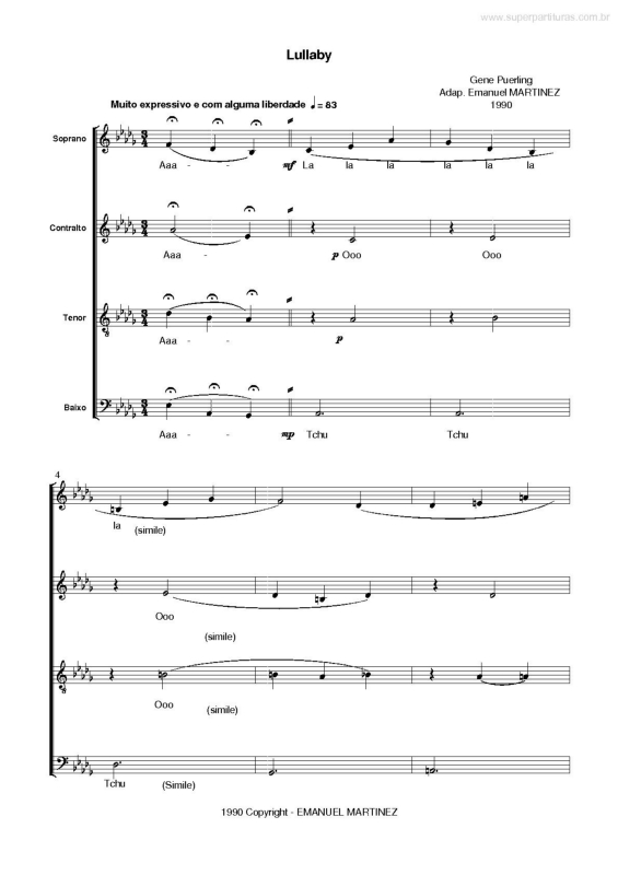 Partitura da música Lullabby