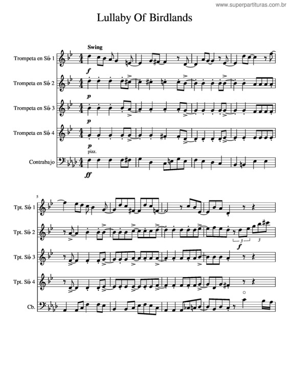 Partitura da música Lullaby Of Birdland v.2