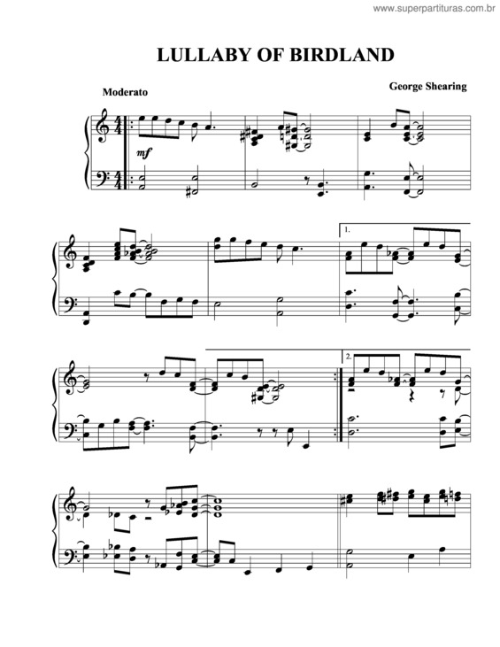 Partitura da música Lullaby Of Birdland