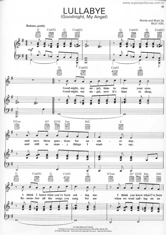 Partitura da música Lullabye