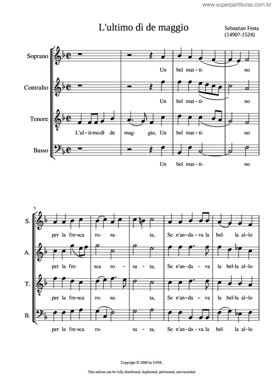 Partitura da música Lultimo Di De Maggio