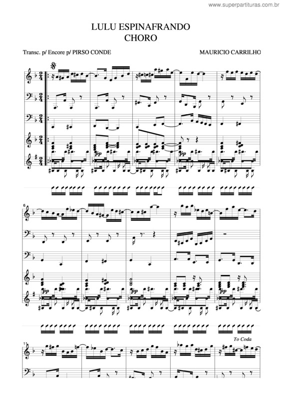 Partitura da música Lulu Espinafrando v.2