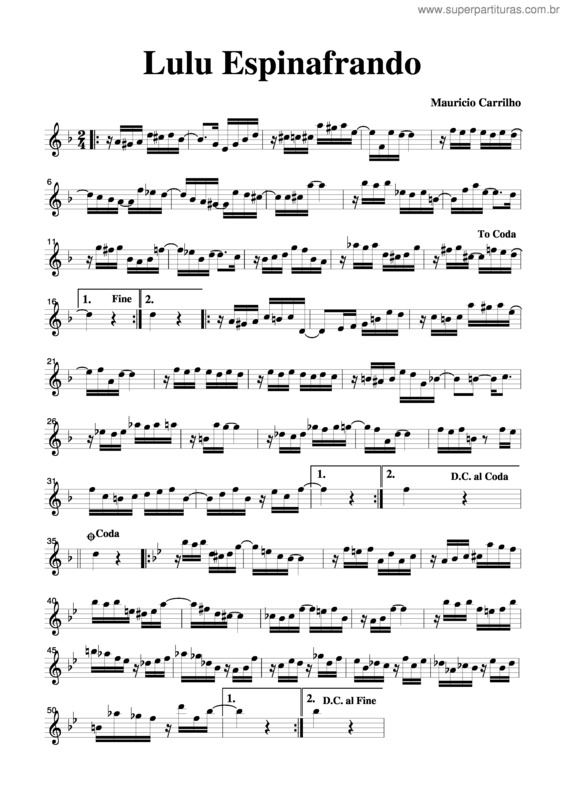 Partitura da música Lulu Espinafrando