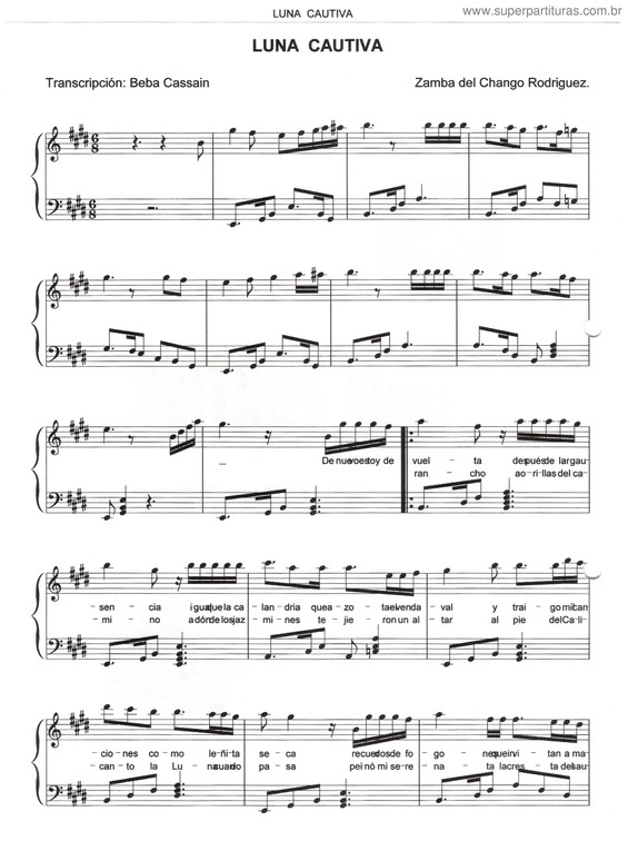 Partitura da música Luna Cautiva