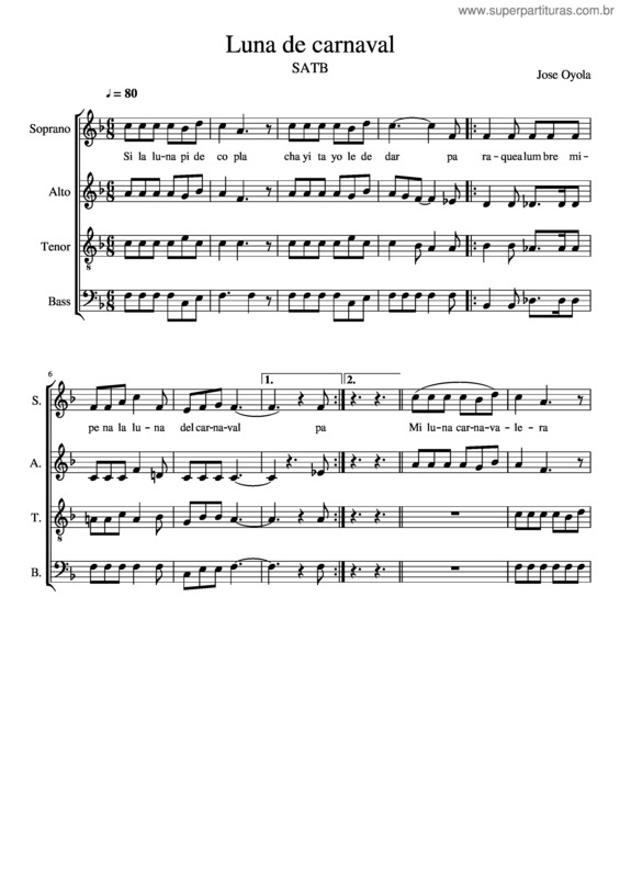Partitura da música Luna De Carnaval