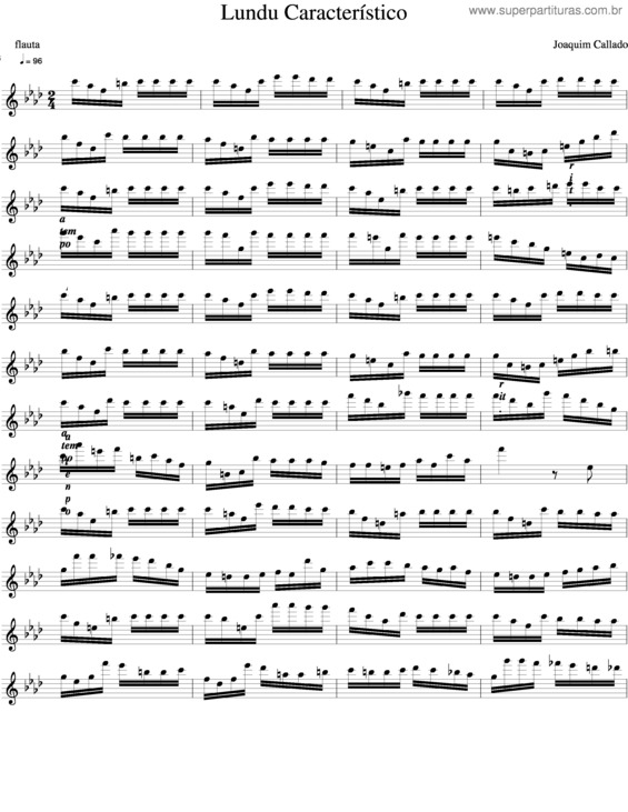 Partitura da música Lundu Característico