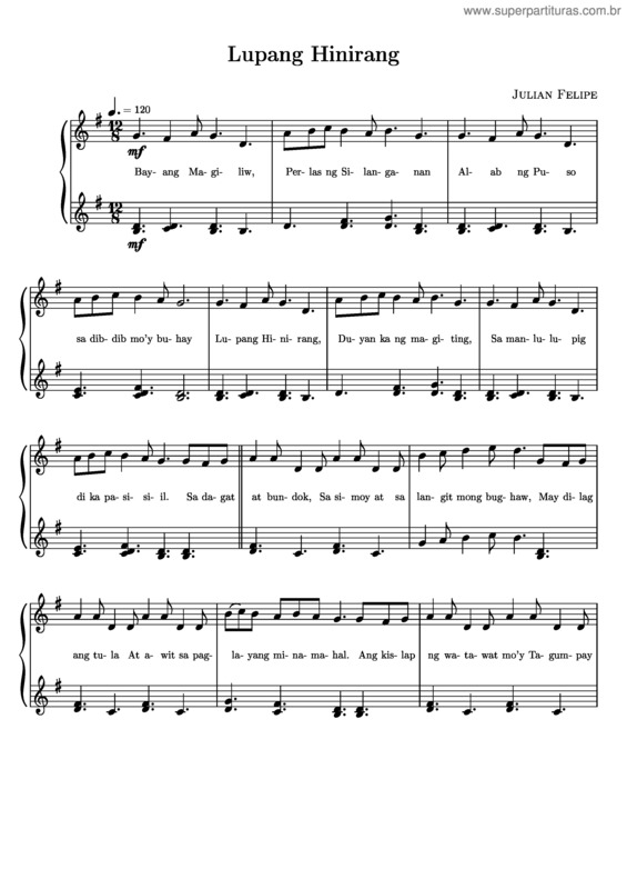 Partitura da música Lupang Hinirang