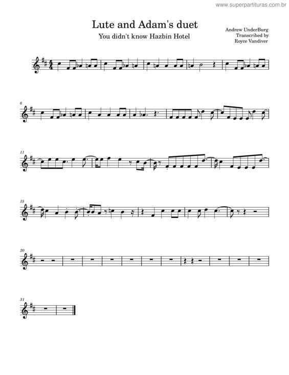 Partitura da música Lute And Adam`S Duet From Hazbin Hotel