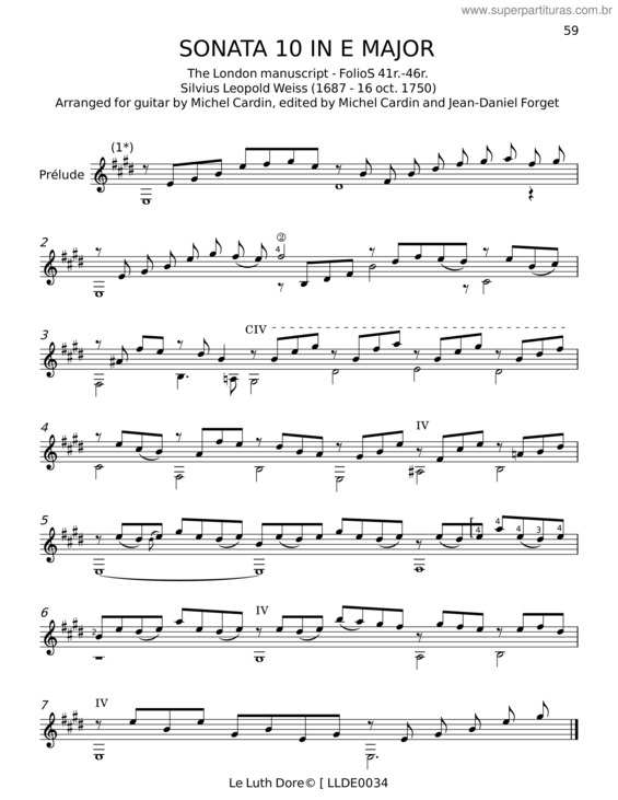 Partitura da música Lute Sonata In D Minor, Weisssw 34 – Sylvius Leopold Weiss