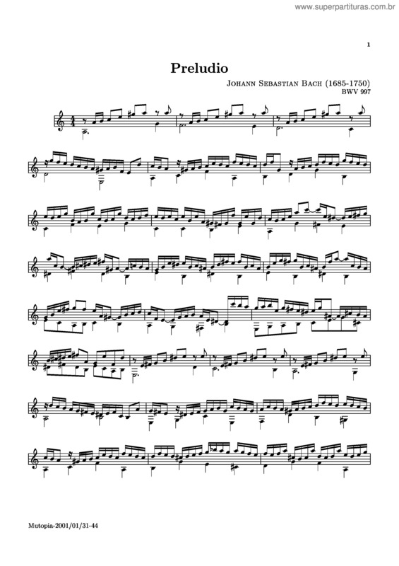 Partitura da música Lute Suite v.4