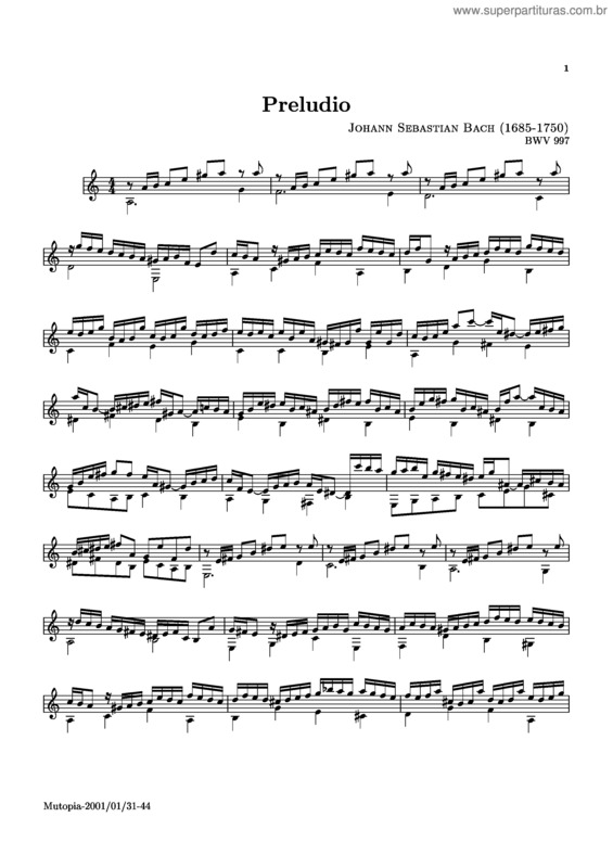 Partitura da música Lute Suite v.4