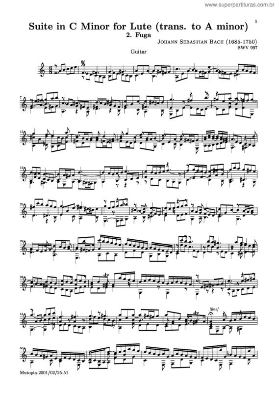 Partitura da música Lute Suite v.5