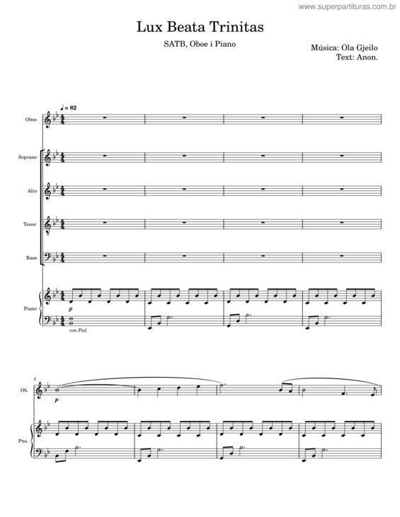 Partitura da música Lux Beata Trinitas – Ola Gjeilo v.2