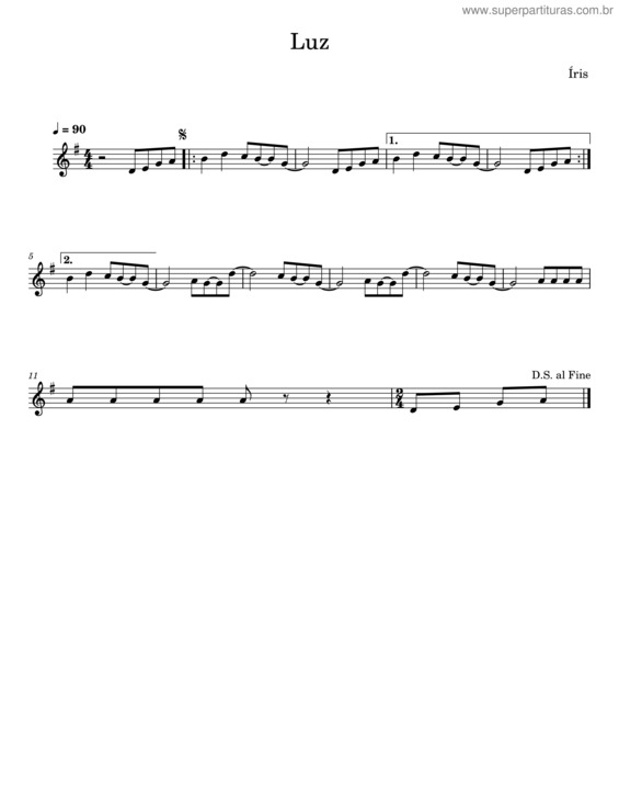 Partitura da música Luz – Íris