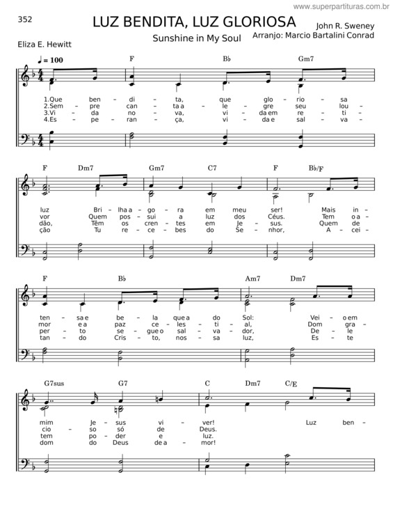 Partitura da música Luz Bendita, Luz Gloriosa – John R. Sweney