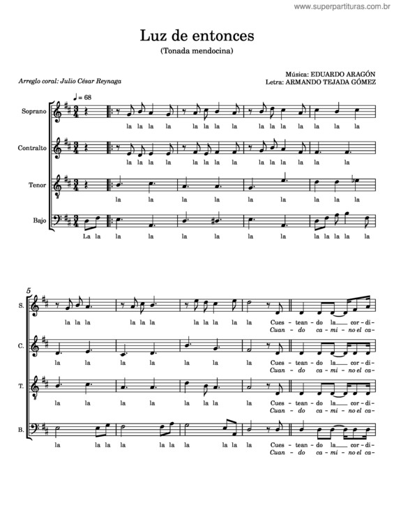 Partitura da música Luz De Entonces
