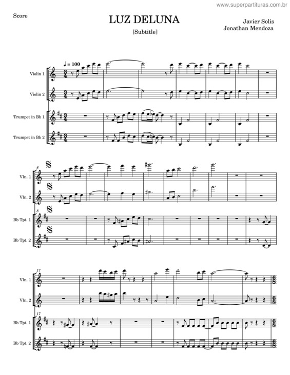Partitura da música Luz De Luna – Javier Solís