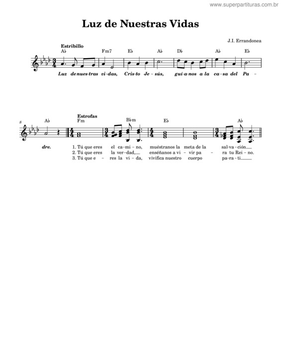 Partitura da música Luz De Nuestras Vidas – J. I. Errandonea