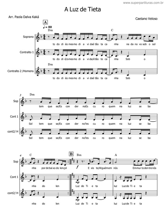 Partitura da música Luz De Tieta