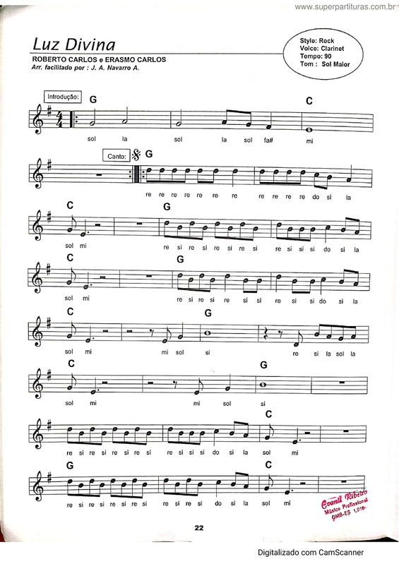 Partitura da música Luz Divina v.4