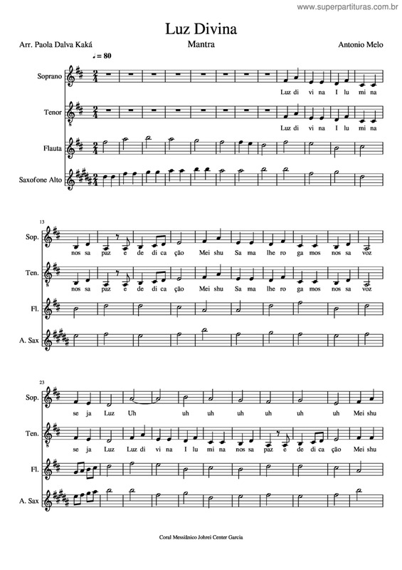 Partitura da música Luz Divina