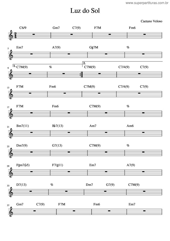 Partitura da música Luz Do Sol – Caetano Veloso