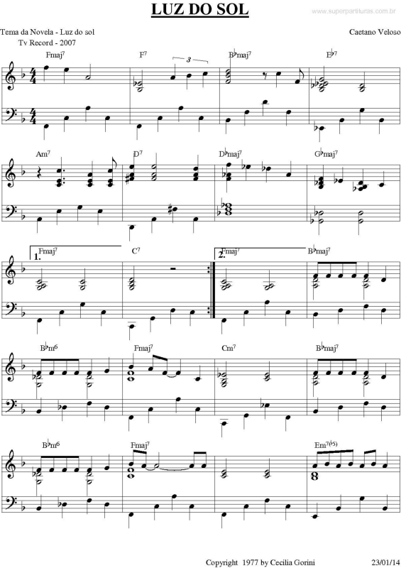 Partitura da música Luz do Sol v.2