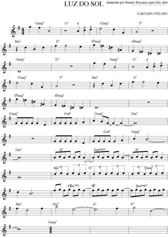 Partitura da música Luz do Sol v.3