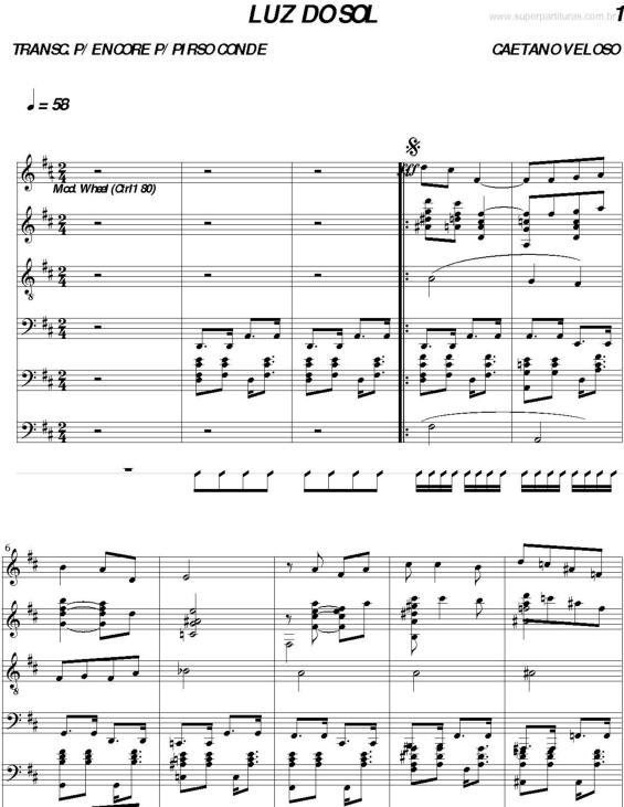 Partitura da música Luz do Sol v.6