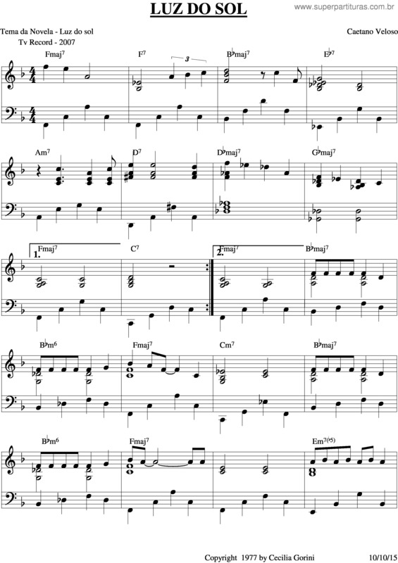 Partitura da música Luz Do Sol v.8