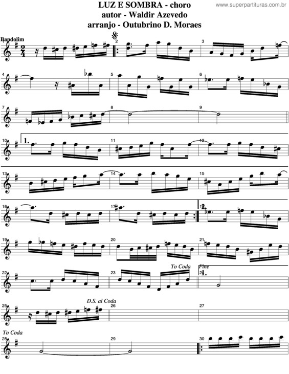 Partitura da música Luz E Sombra