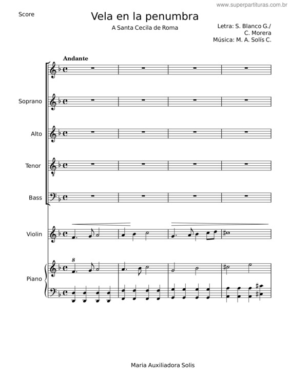 Partitura da música Luz En La Penumbra – S. Blanco G.;C. Morera;M. A. Solís C.