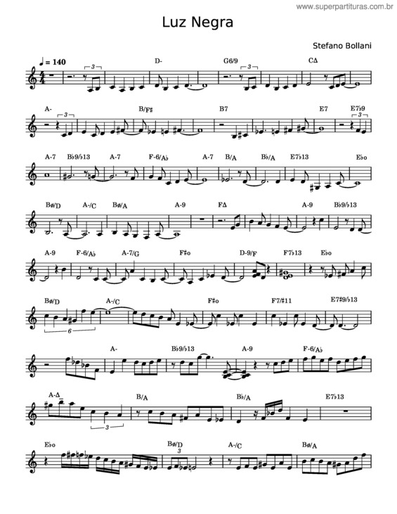 Partitura da música Luz Negra – Nelson Cavaquinho v.3