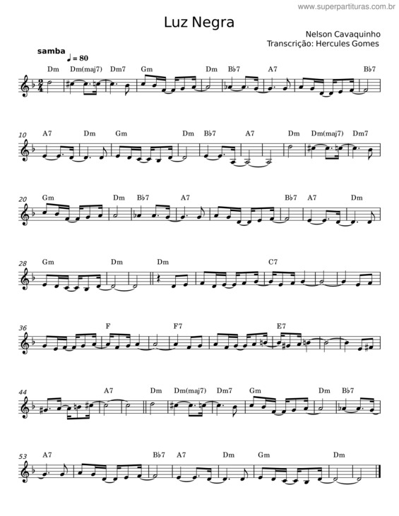 Partitura da música Luz Negra – Nelson Cavaquinho v.4