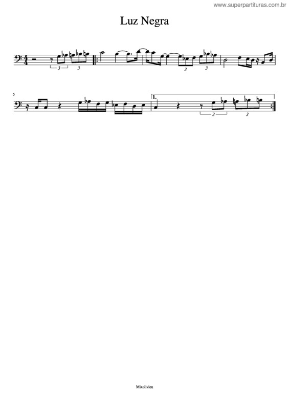 Partitura da música Luz Negra v.2