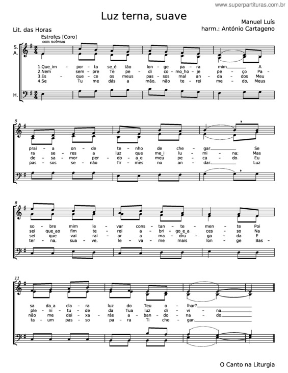Partitura da música Luz Terna E Suave