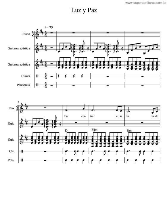 Partitura da música Luz Y Paz