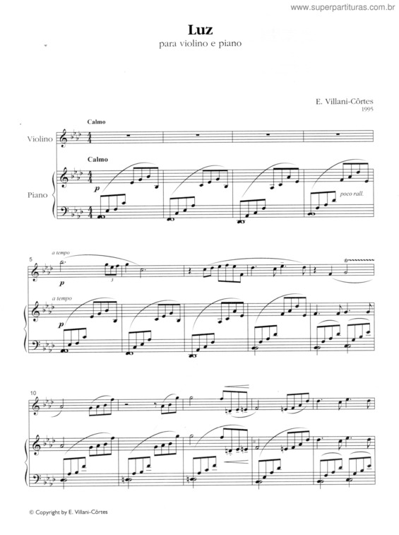 Partitura da música Luz