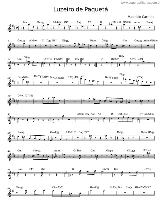 Partitura da música Luzeiro De Paquetá – Mauricio Carrilho