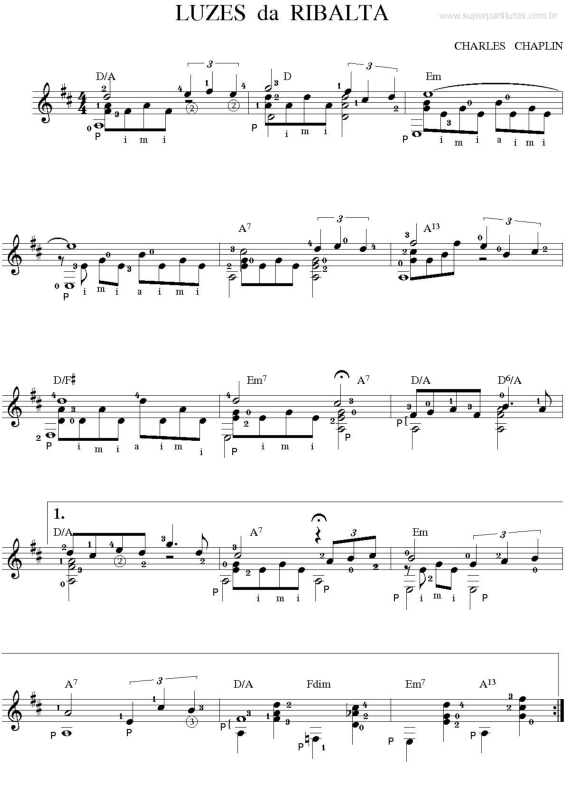 Partitura da música Luzes Da Ribalta v.2