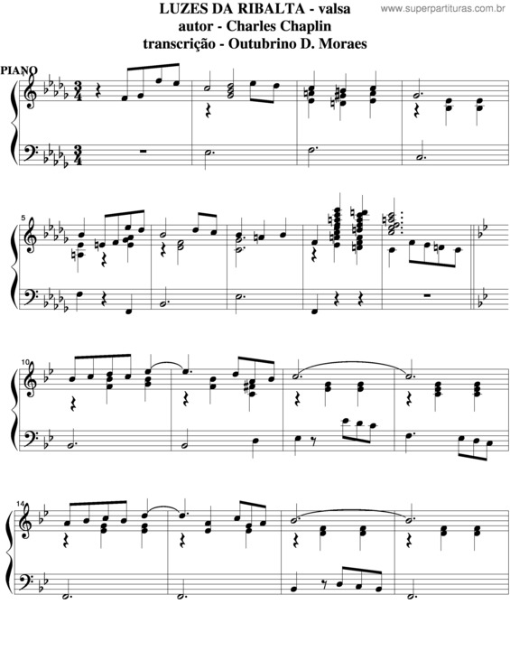 Partitura da música Luzes Da Ribalta v.7