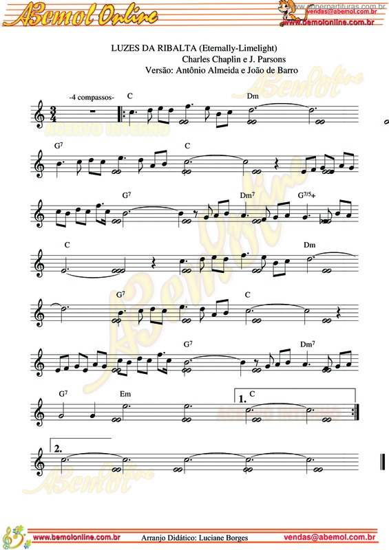 Partitura da música Luzes Da Ribalta v.9